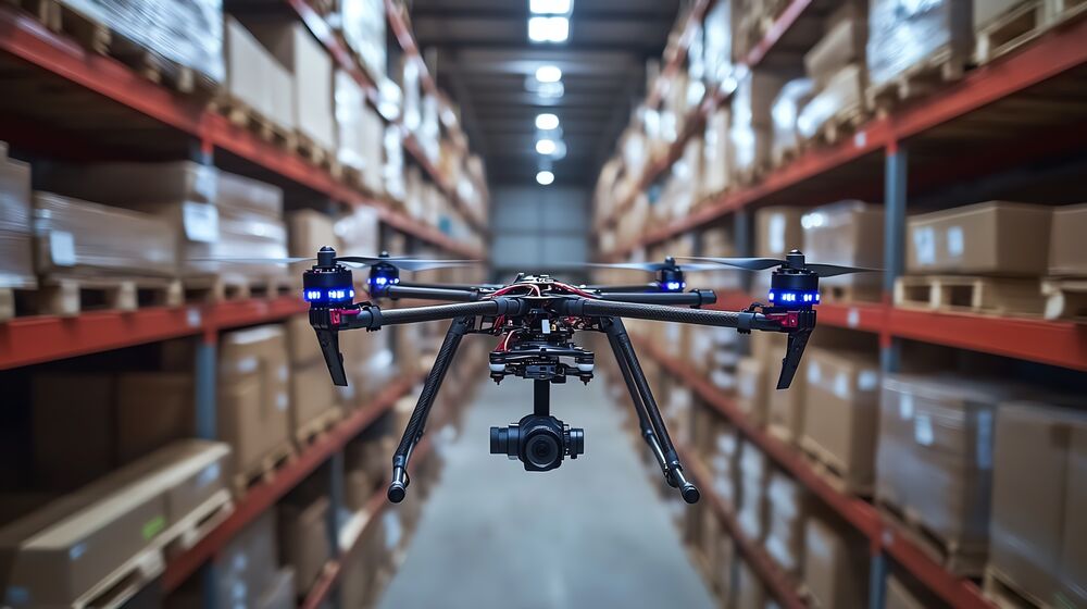 Figure 2: Drone technology enables manufacturers to perform quality control inspections and inventory management with efficiency never seen before. (Source: Creative_Bringer/stock.adobe.com, generated with AI)