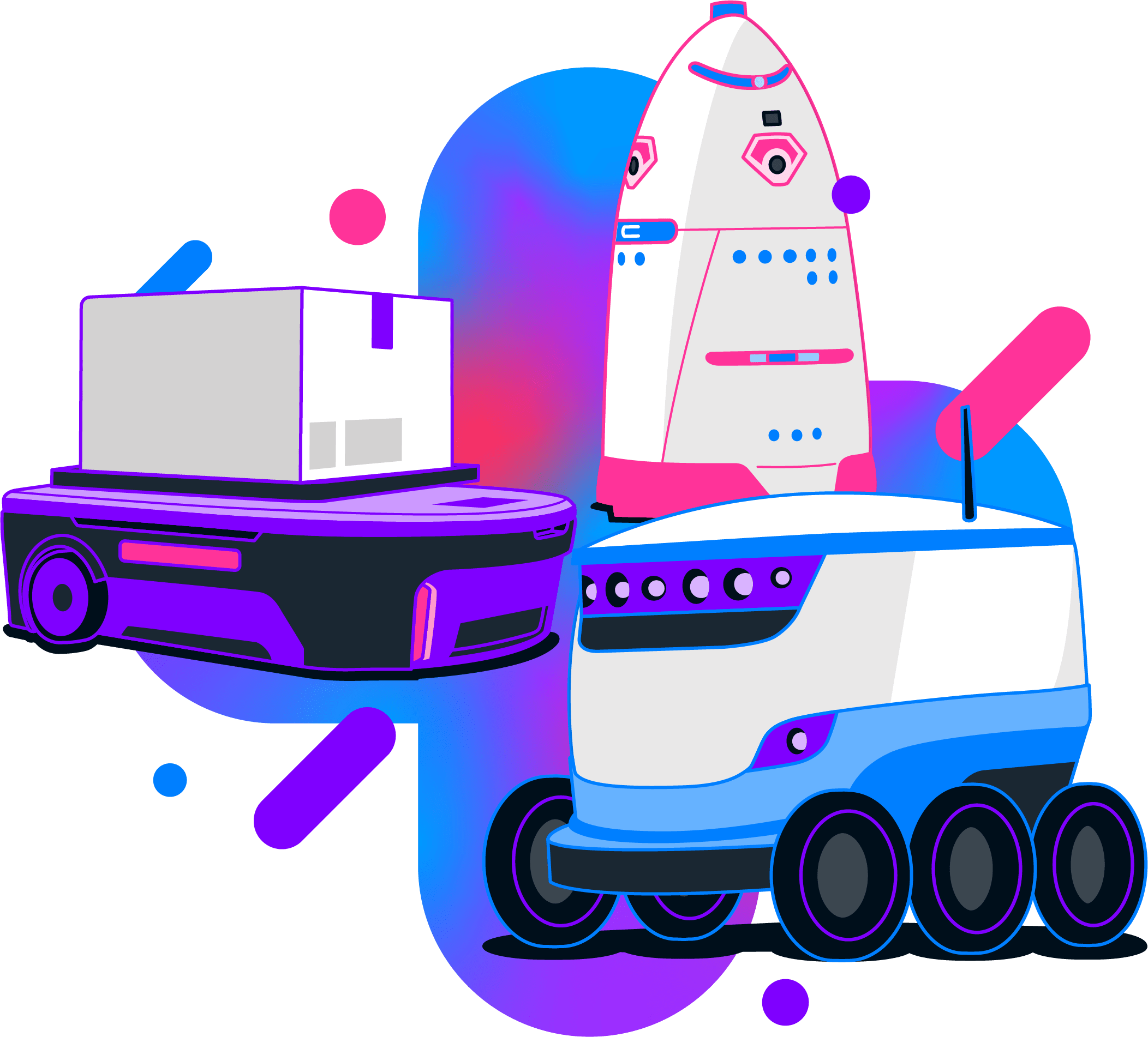 Three different types of autonomous mobile robots