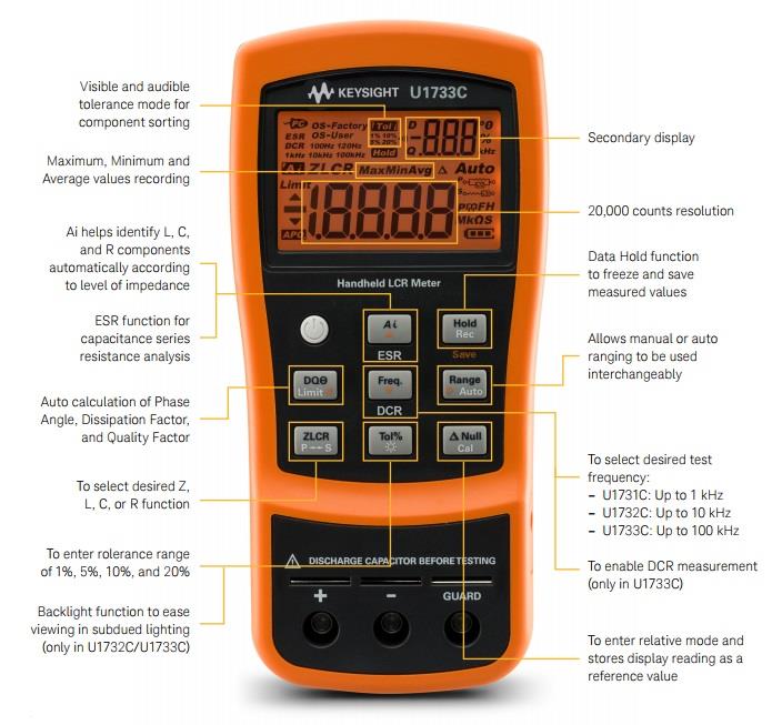 U1730C Series Handheld LCR Meters Keysight Technologies Mouser