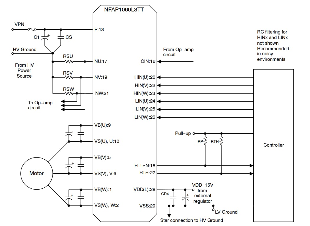 Schematic - onsemi NFAx 600V Intelligent Power Modules (IPM) Schematic - onsemi NFAx 600V Intelligent Power Modules (IPM)