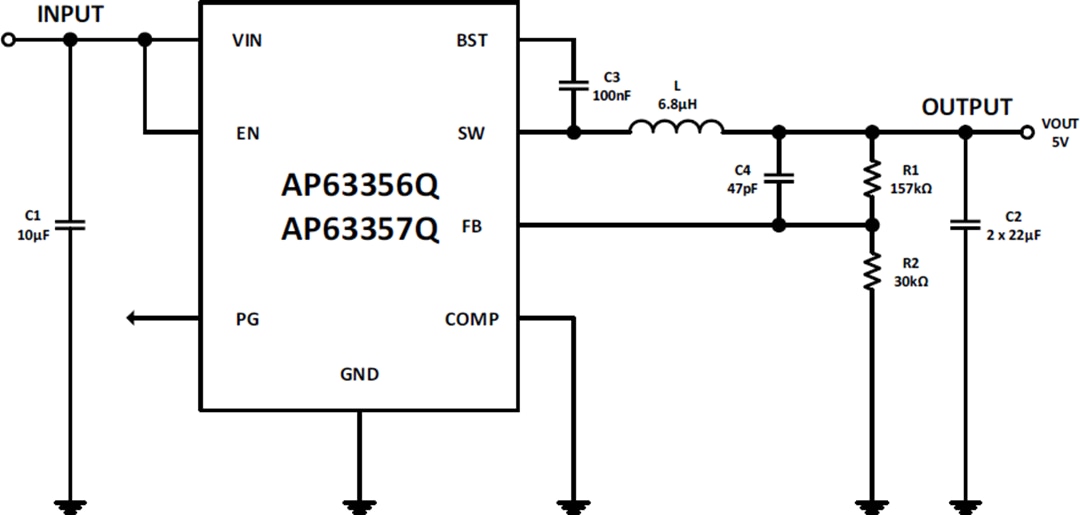 AP6335xQ Automotive Synchronous Buck Converters Diodes Inc Mouser
