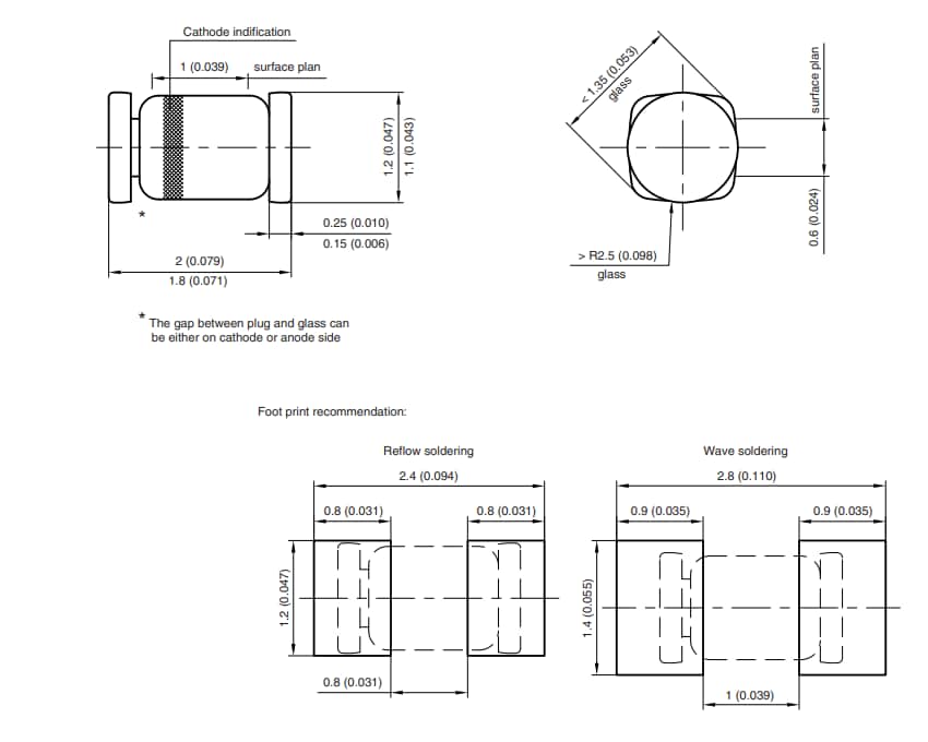 Mechanical Drawing - Vishay Semiconductors MicroMELF Diodes