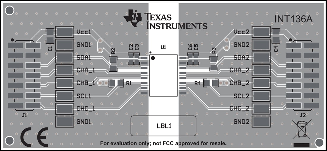 Mechanical Drawing - Texas Instruments ISO1644DWEVM Isolator Evaluation Module (EVM)