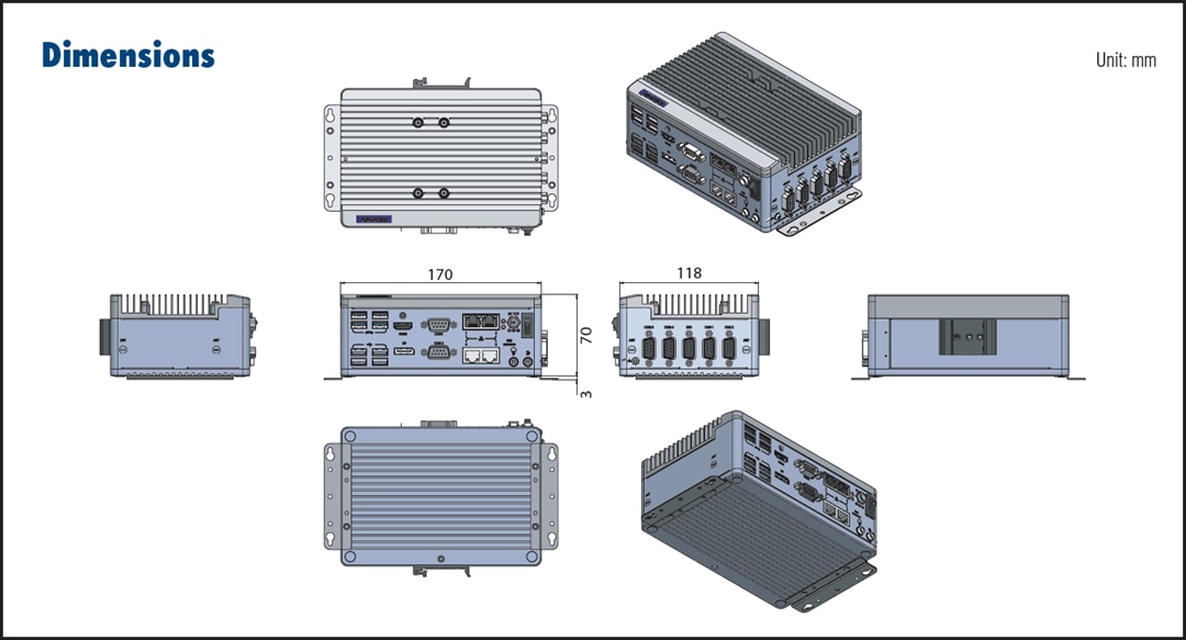 Mechanical Drawing - Advantech EPC-C301 Fanless Embedded PC Mechanical Drawing - Advantech EPC-C301 Fanless Embedded PC