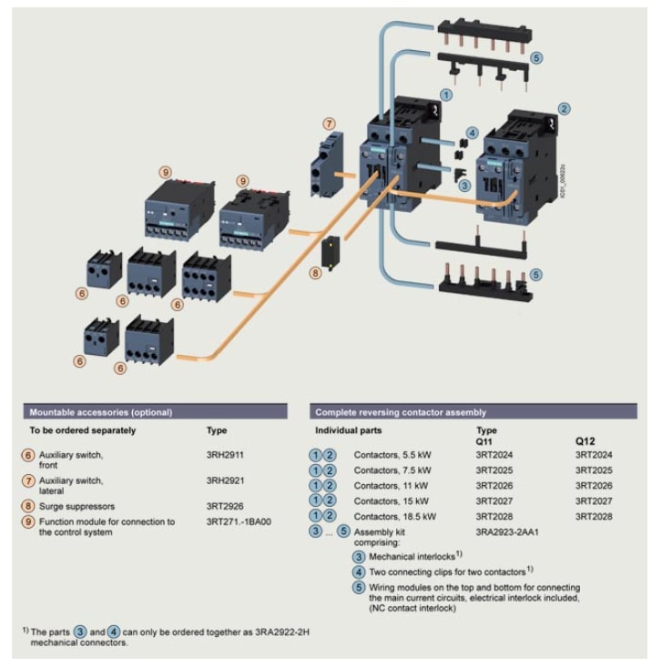 SIRIUS 3RA23 Reversing Contactor Assemblies Siemens Mouser