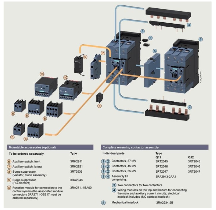 SIRIUS 3RA23 Reversing Contactor Assemblies Siemens Mouser
