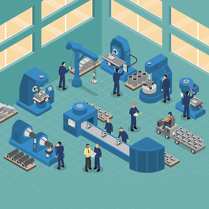 vector art of a factory floor